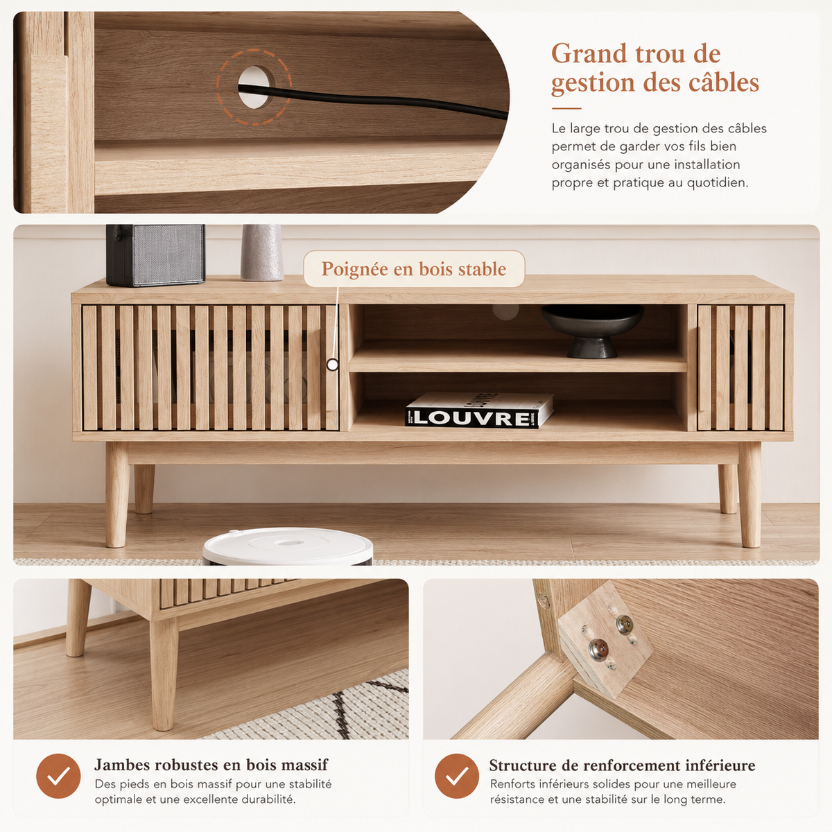 Meuble TV En Bois Clair Oslo