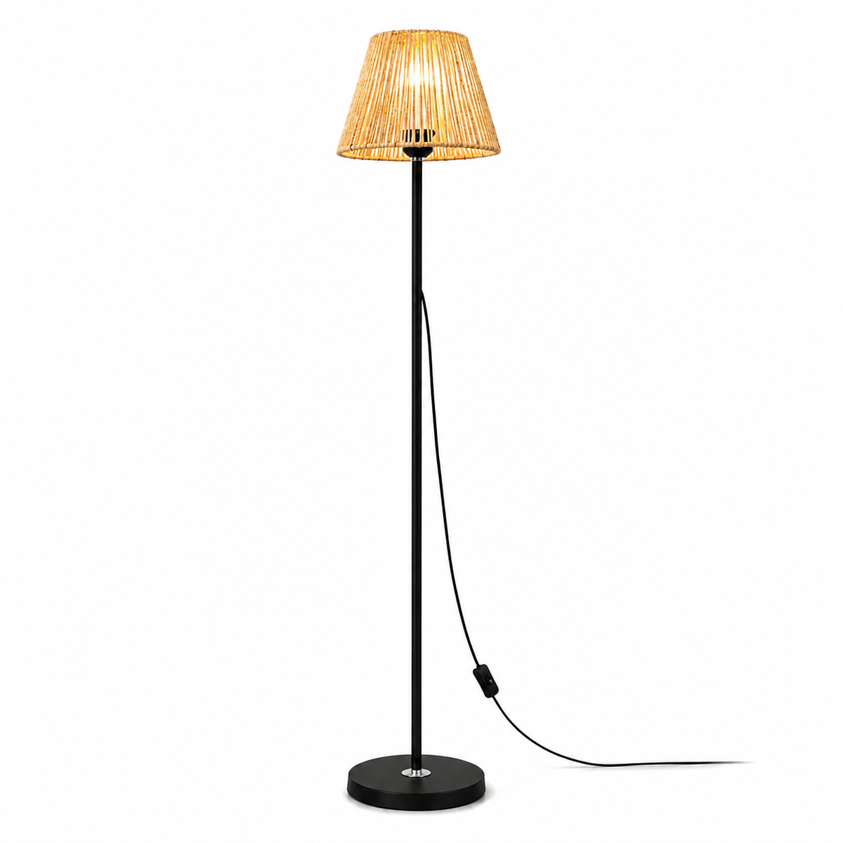 Lampadaire LED Sur Pied Rotin Aura Noir