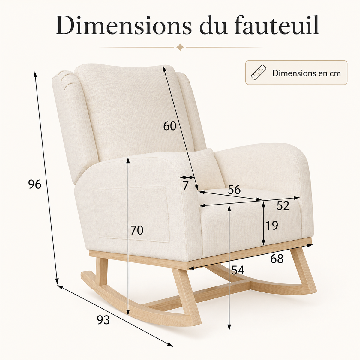 Fauteuil à Bascule En Bois Sereno Beige