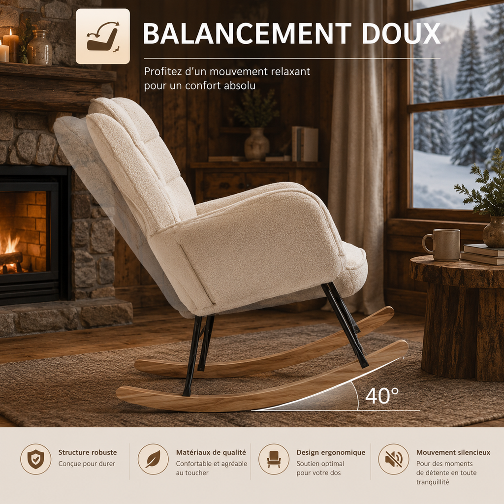 Fauteuil à Bascule En Bois Alba Berbère