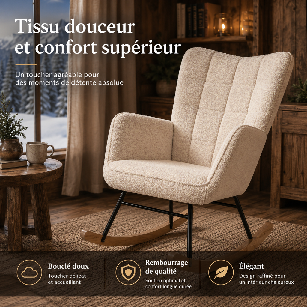 Fauteuil à Bascule En Bois Alba Berbère