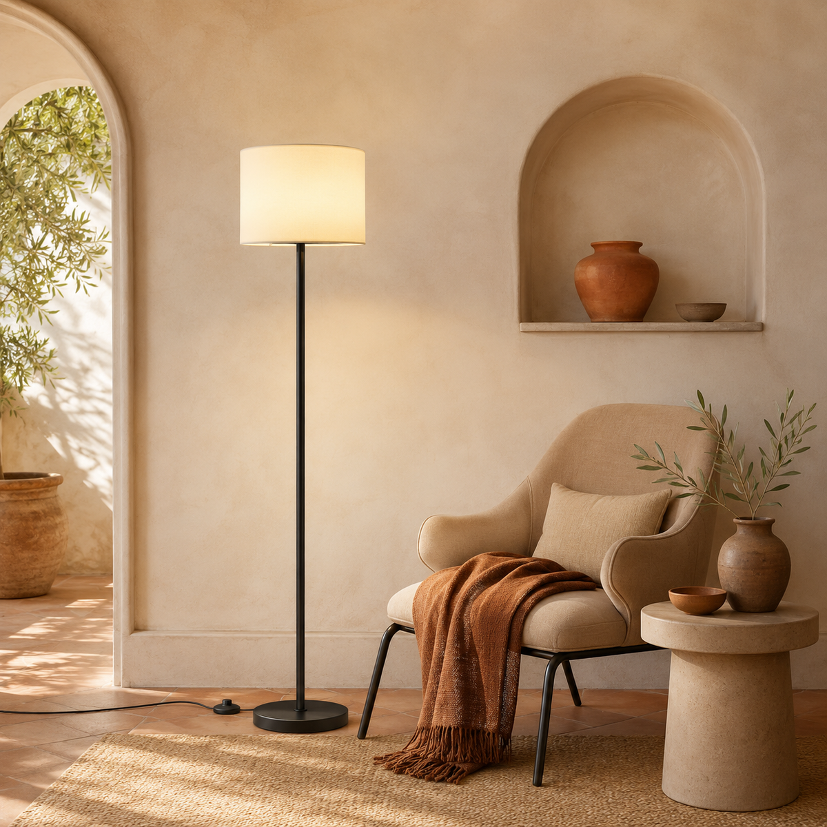Lampadaire LED Sur Pied Élégance Noir