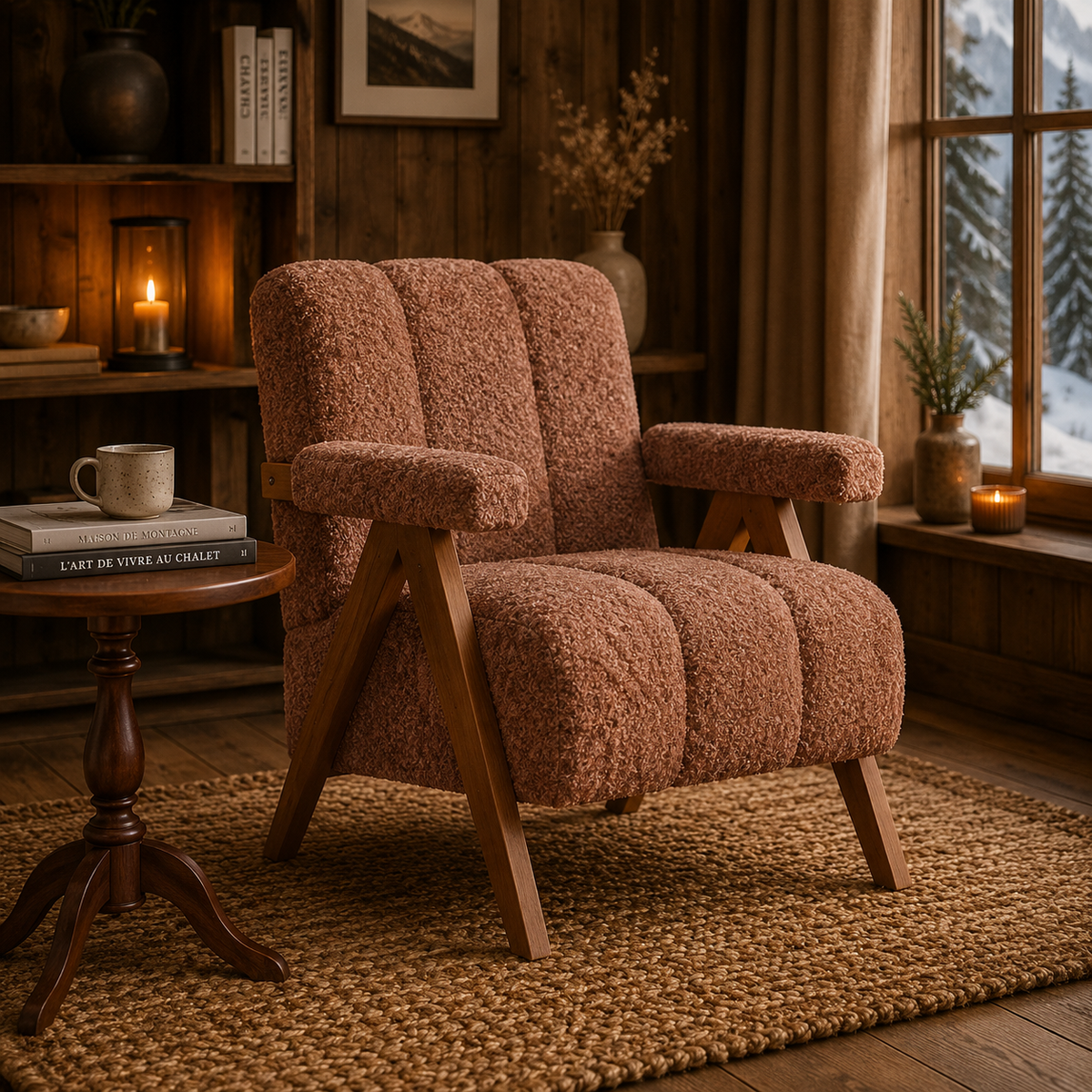 Fauteuil Design En Bois Bouclé