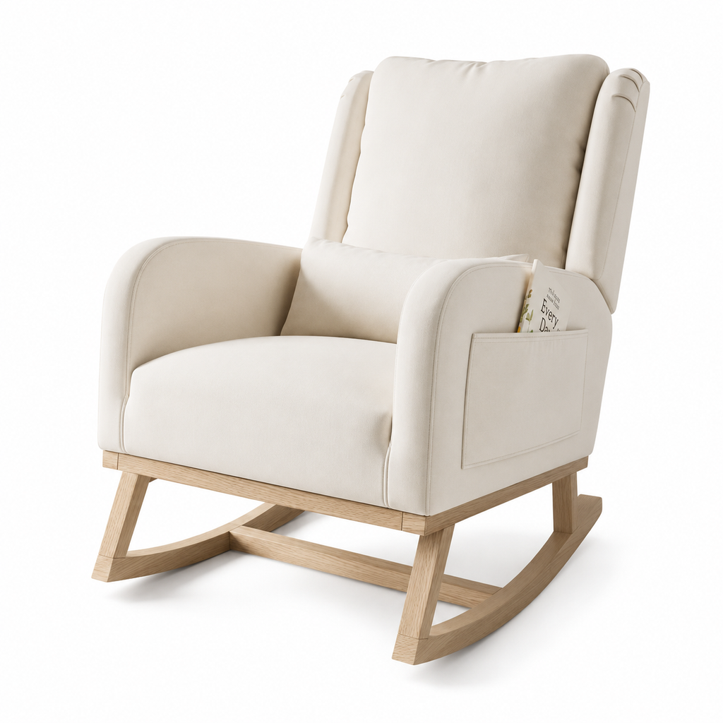 Fauteuil à Bascule En Bois Sereno Beige