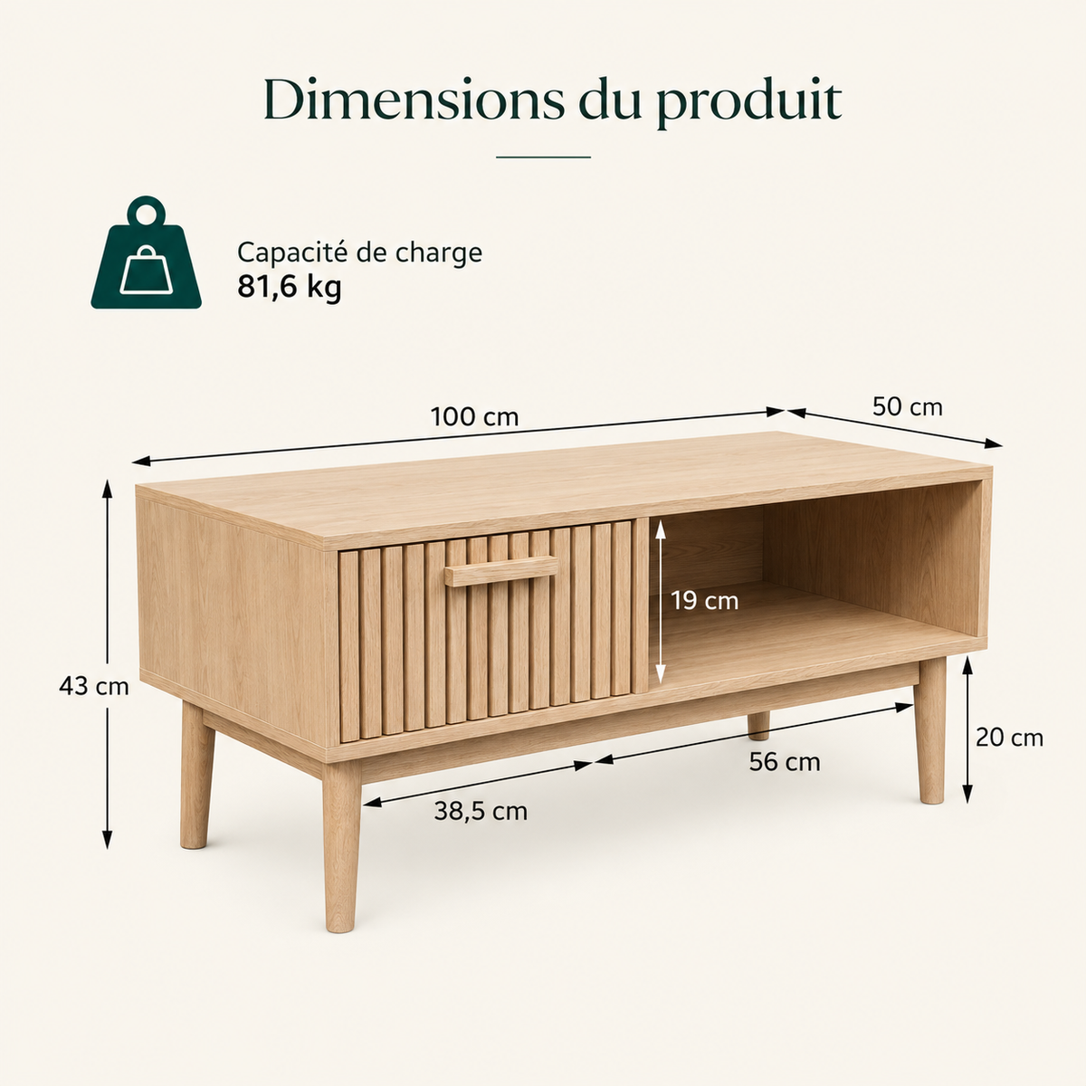 Table Basse Moderne En Bois Natura Lattes