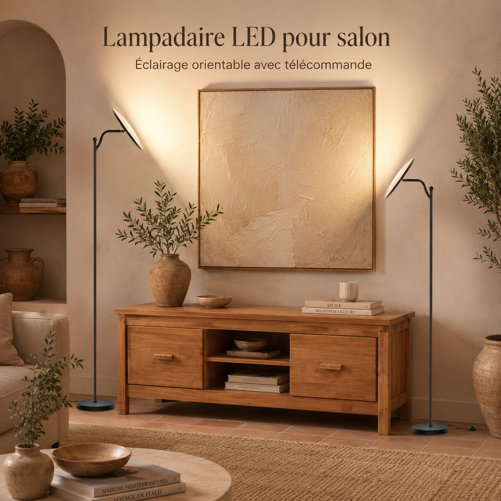 Lampadaire LED Salon Soléa Noir 32W