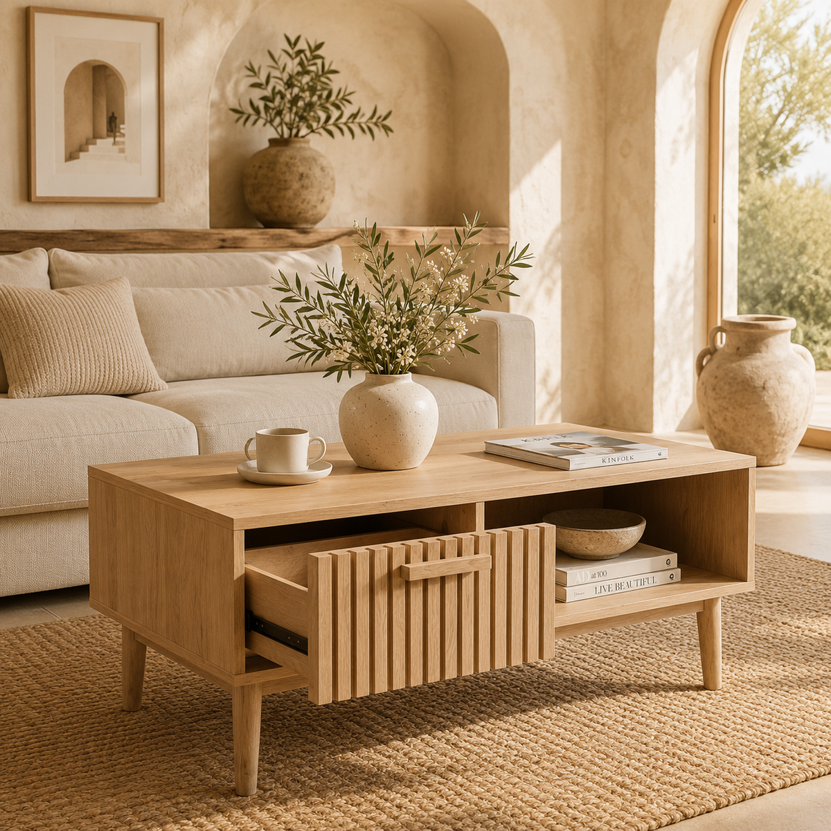 Table Basse Moderne En Bois Natura Lattes