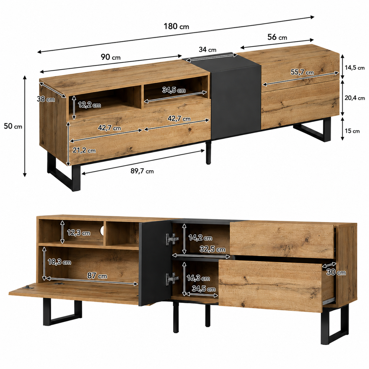 Meuble TV Design En Bois Liora 180 cm