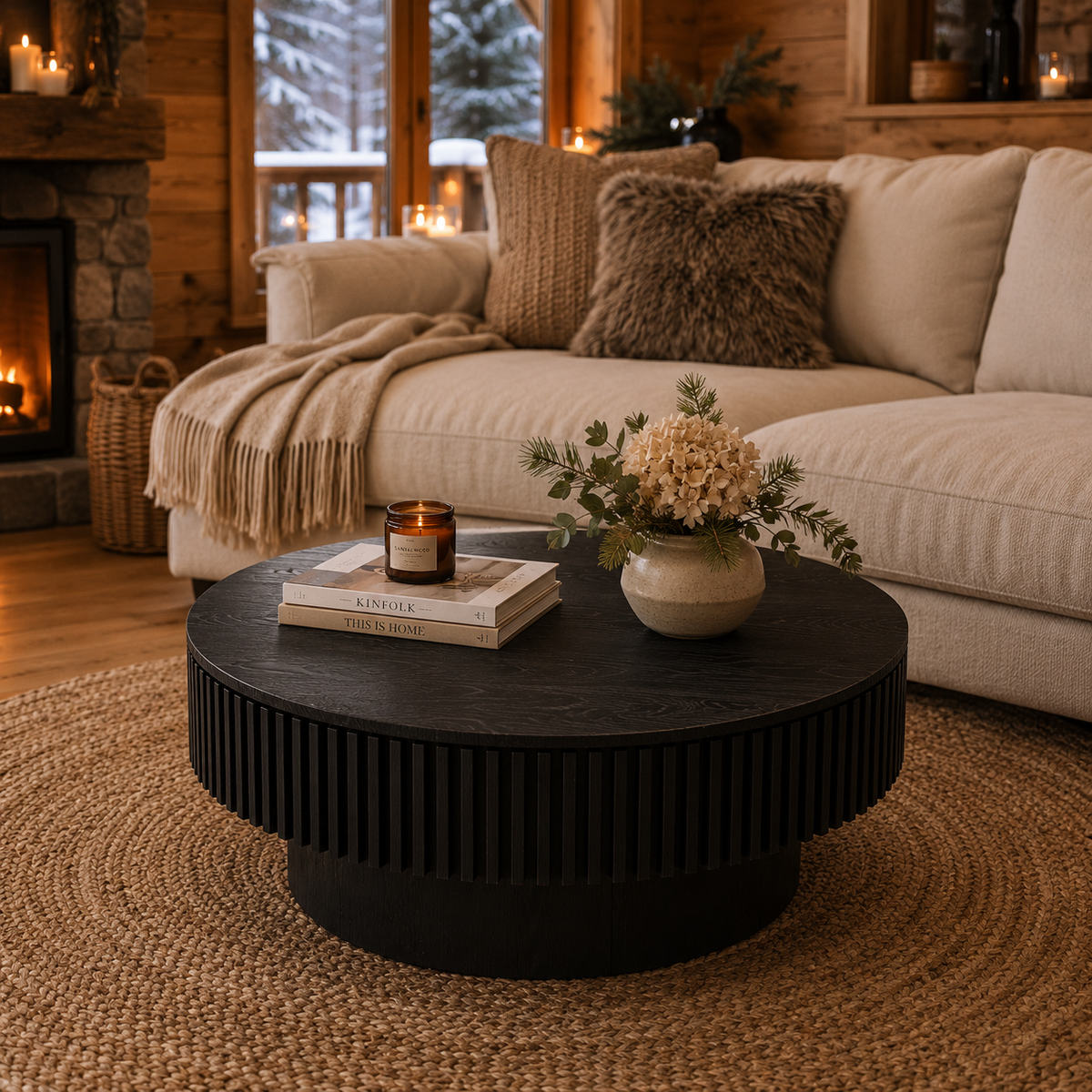 Table Basse Ronde En Bois Tambour 75 cm