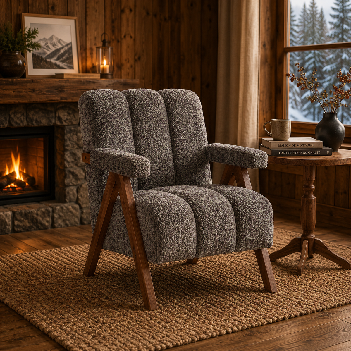Fauteuil Design En Bois Bouclé
