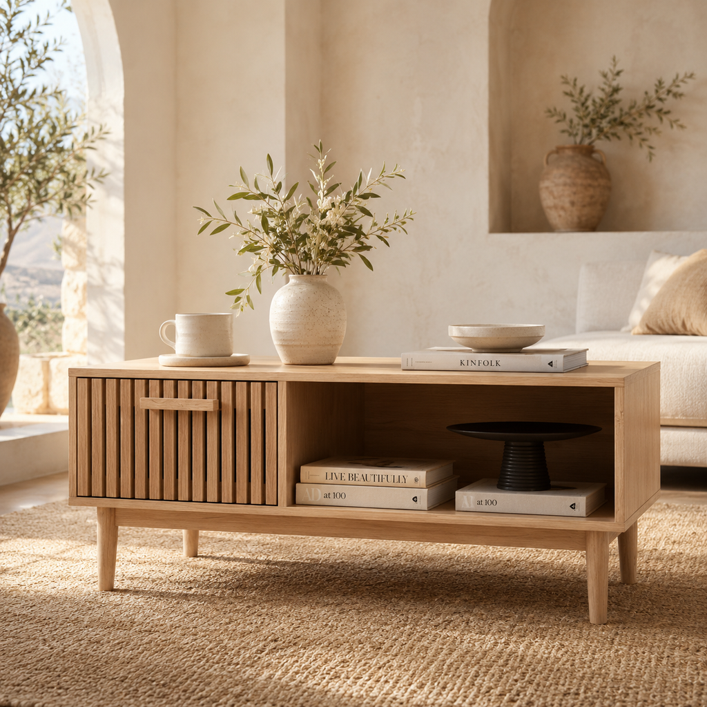 Table Basse Moderne En Bois Natura Lattes