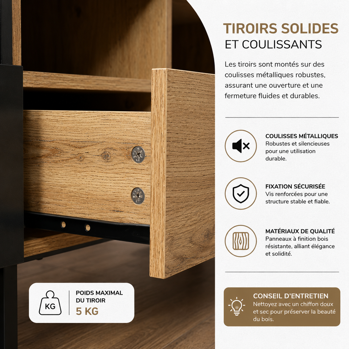 Meuble TV En Bois Noir Néro 190 cm
