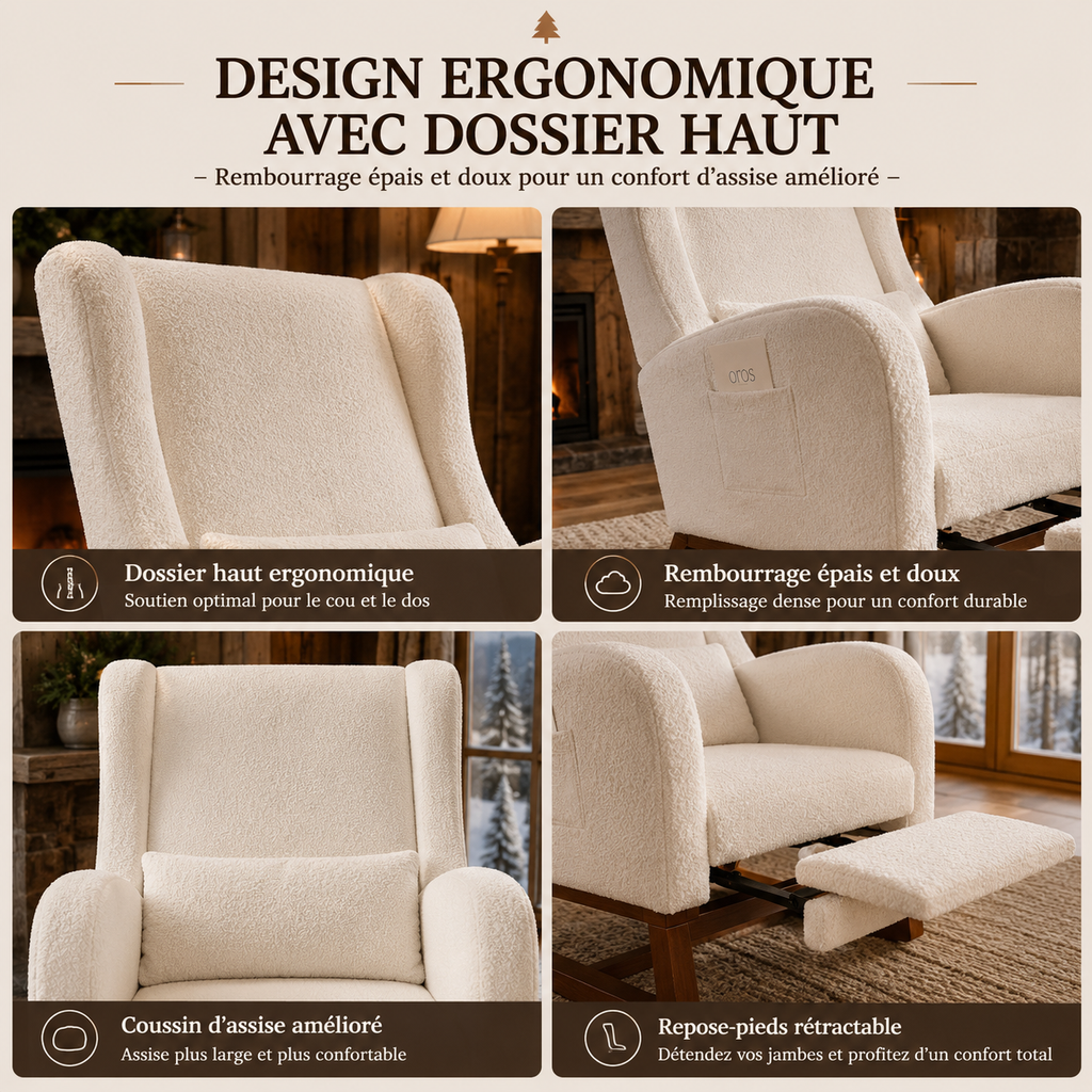 Fauteuil à Bascule En Bois Relax Beige