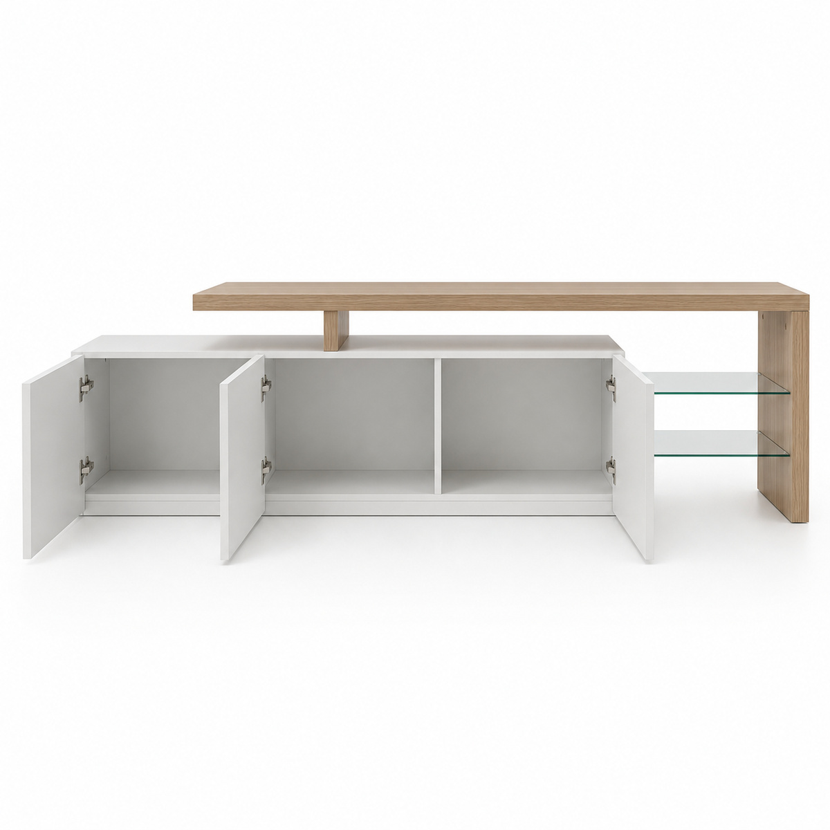 Meuble TV En Bois Blanc Nova LED