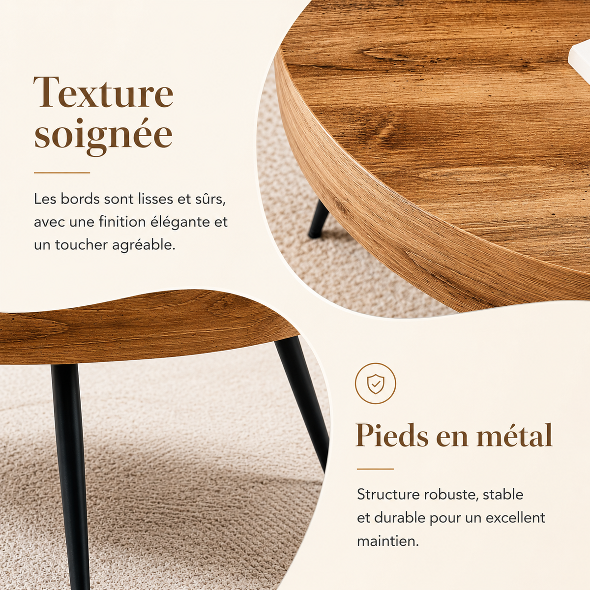 Table Basse Ronde En Bois Minimaliste 70 cm