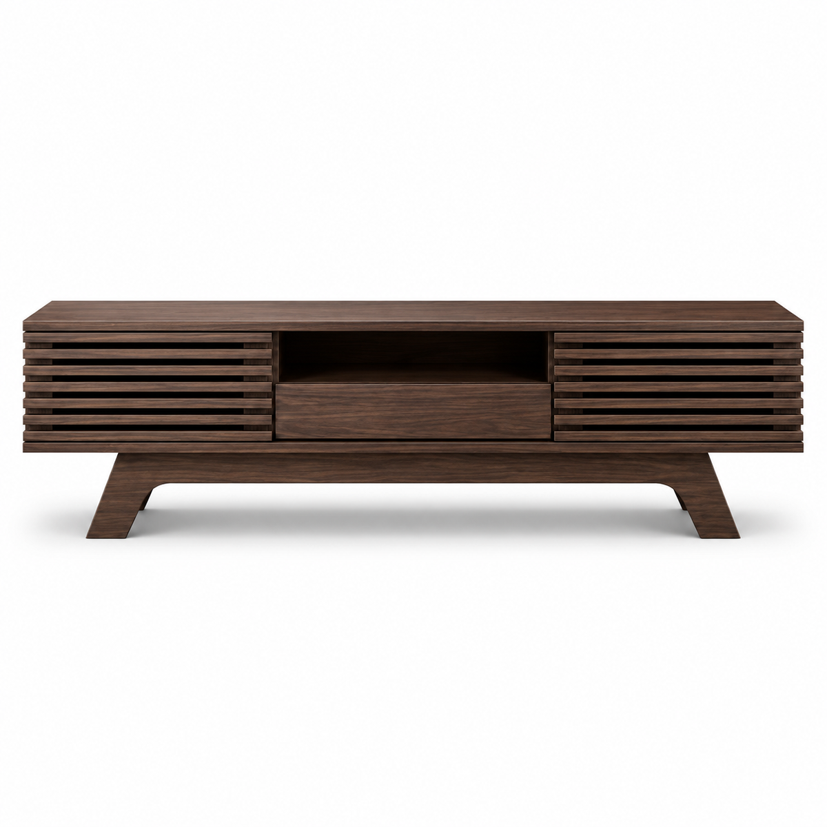 Meuble TV En Bois Foncé Noyer Rétro 150 cm