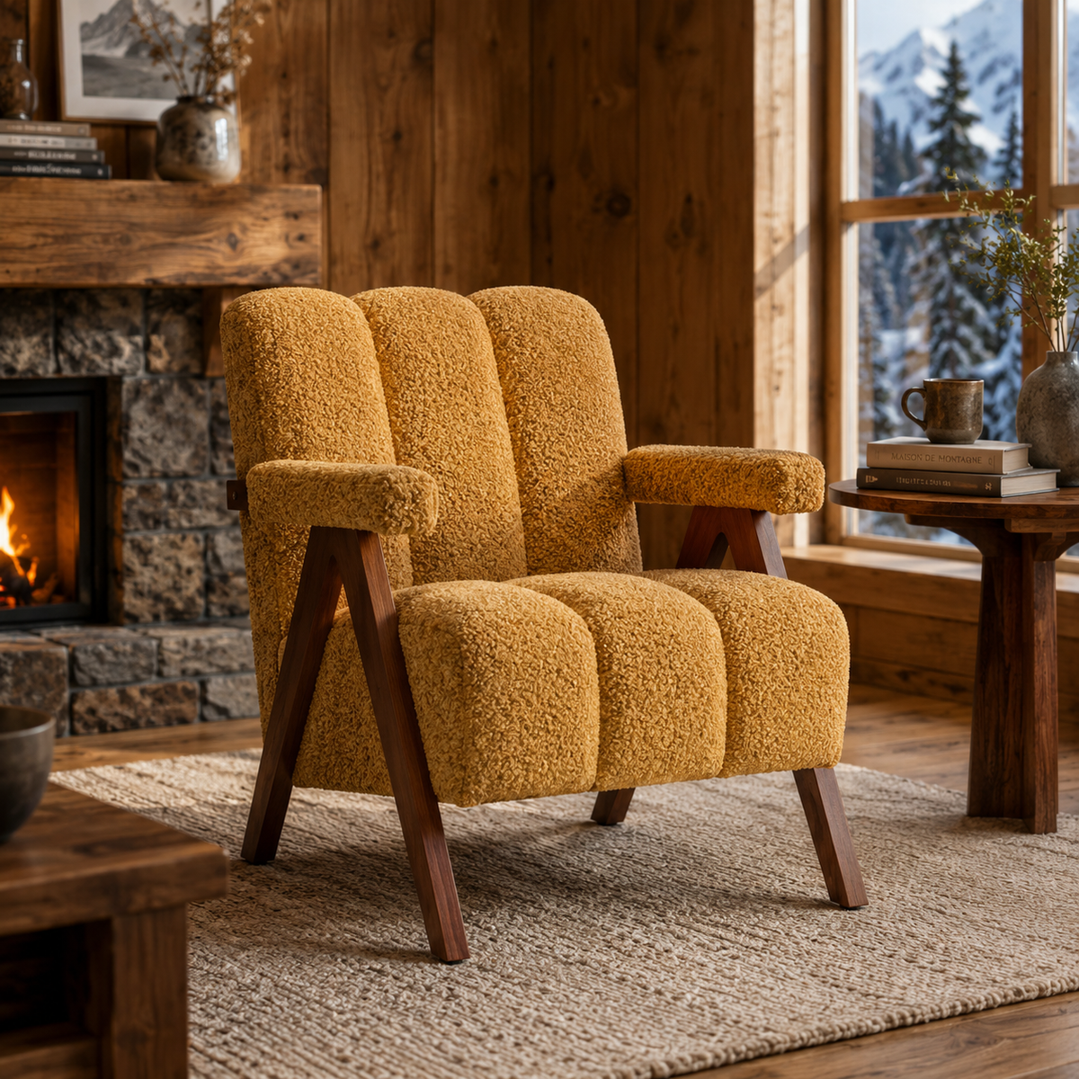 Fauteuil Design En Bois Bouclé