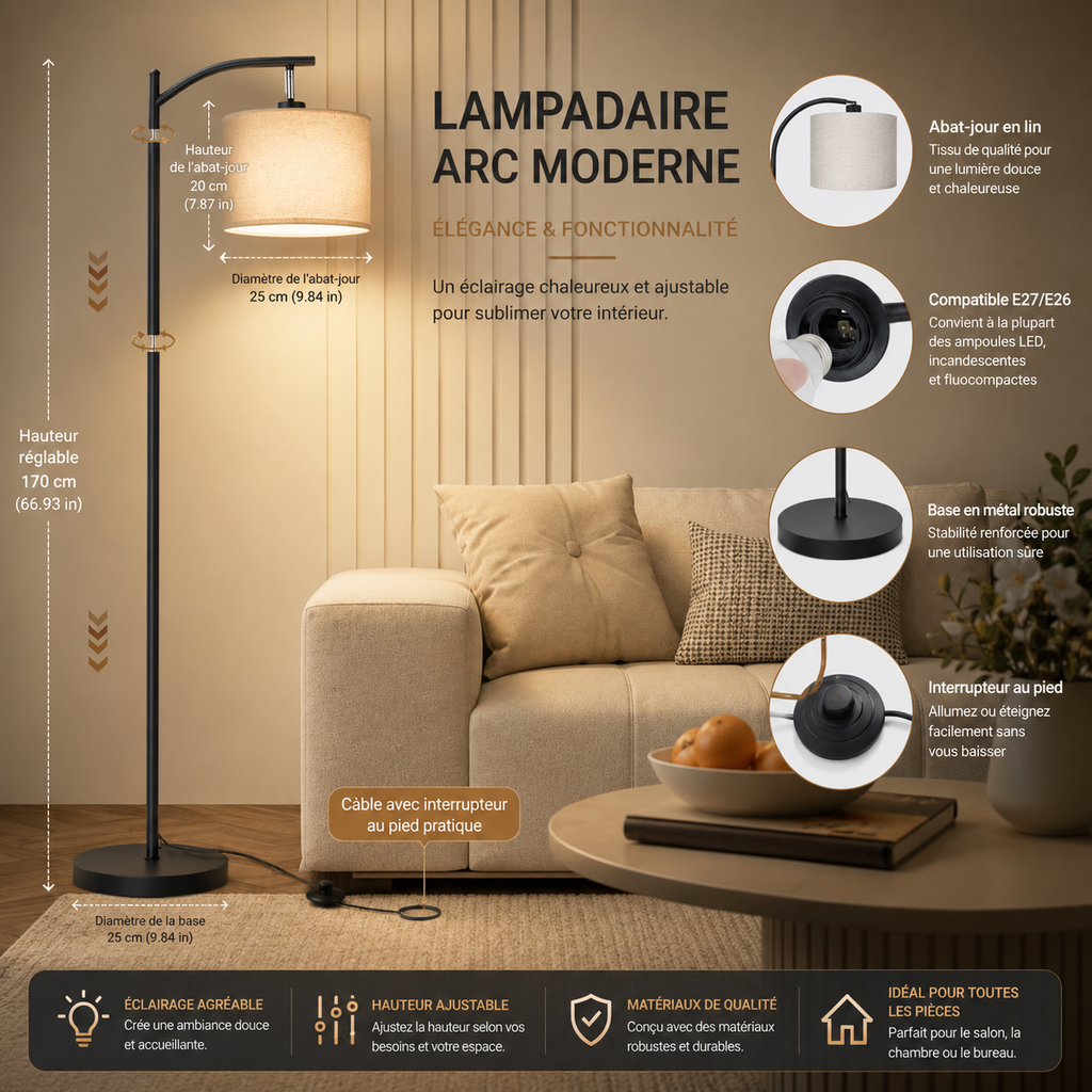Lampadaire LED Salon Ysia