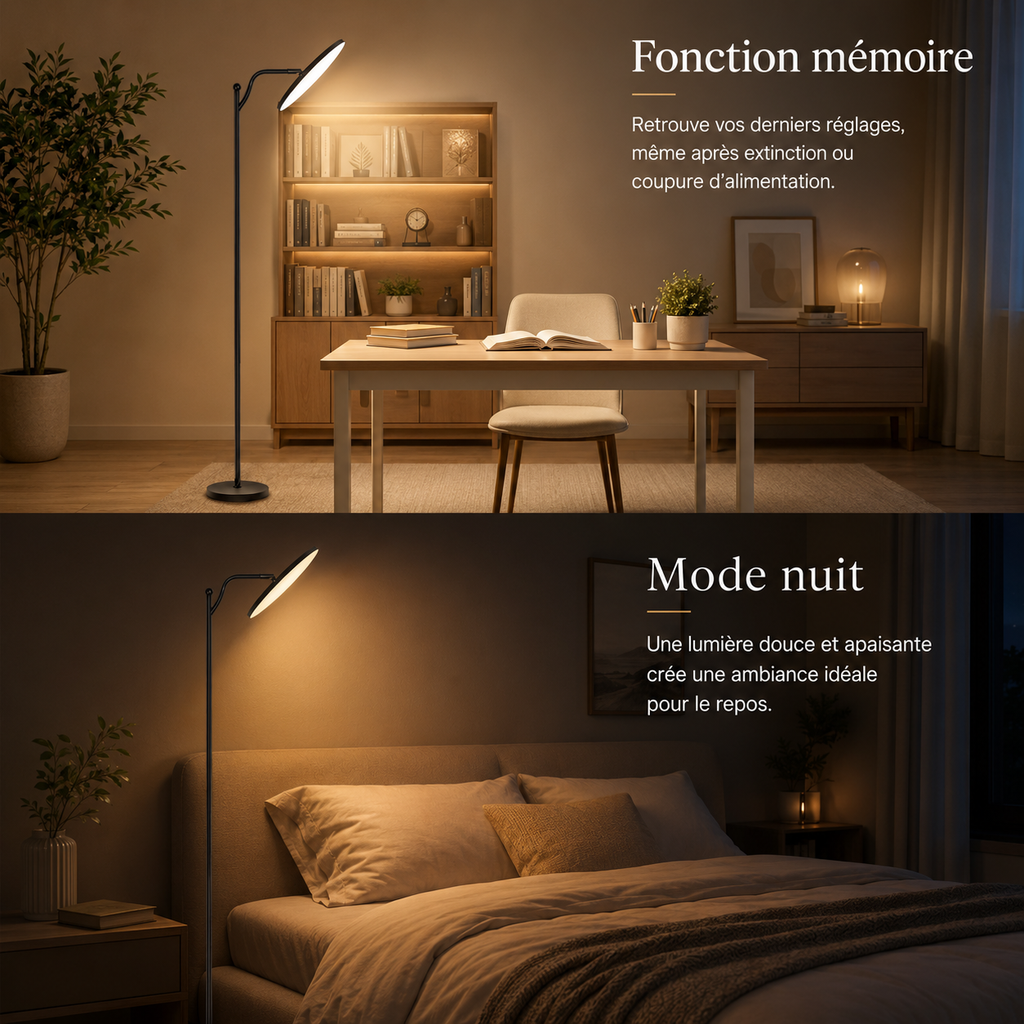Lampadaire LED Salon Soléa Noir 32W
