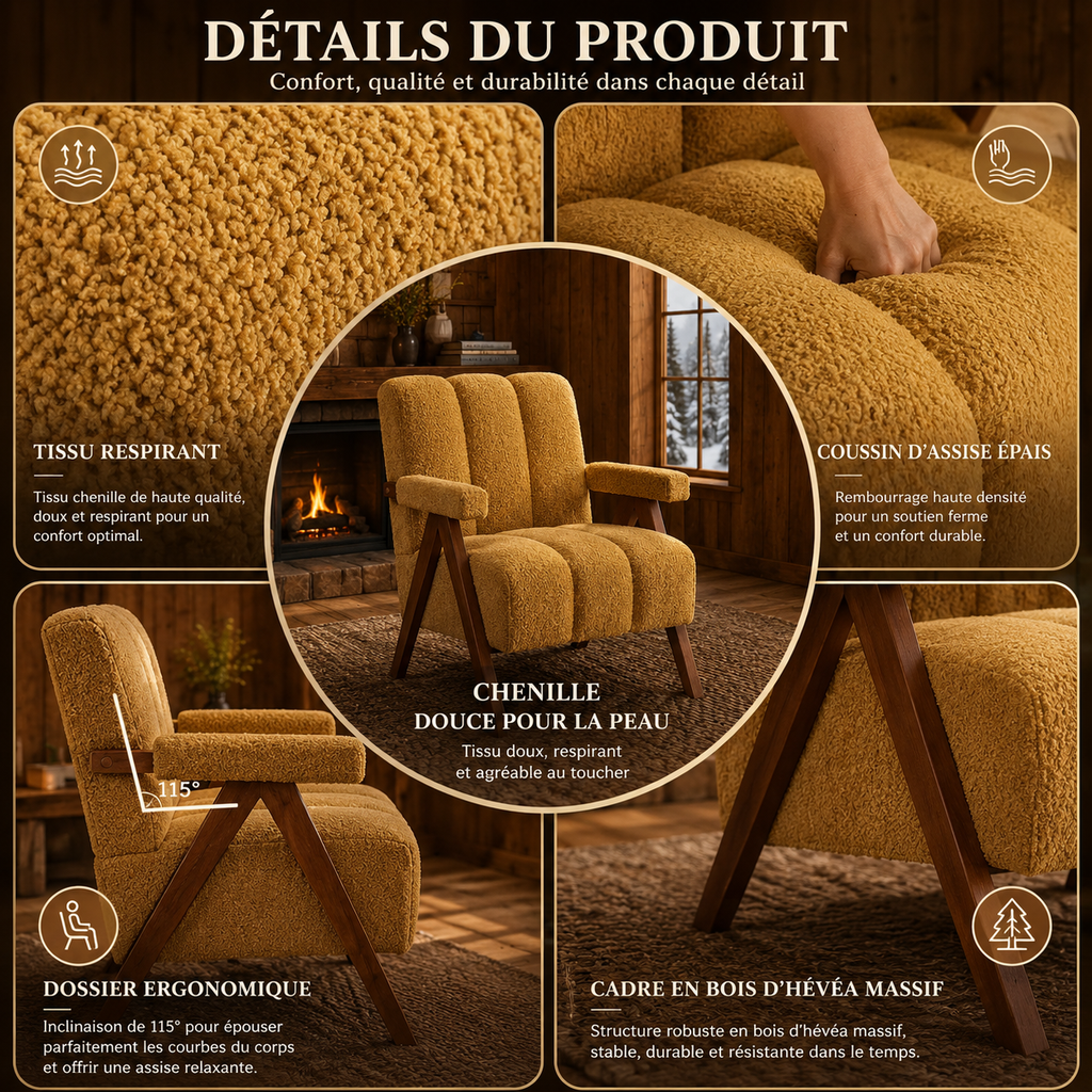 Fauteuil Design En Bois Bouclé