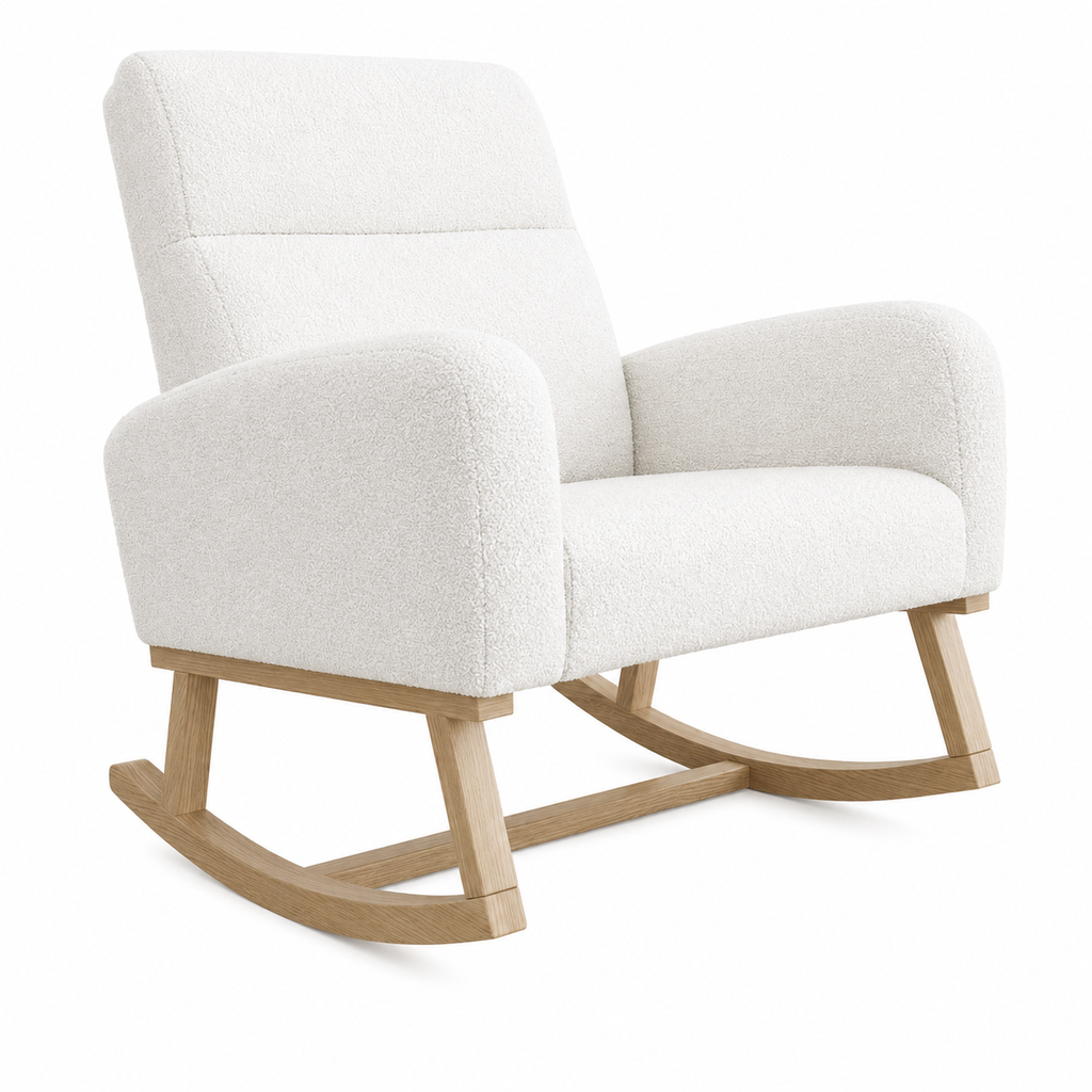 Fauteuil à Bascule En Bois Teddy Blanc
