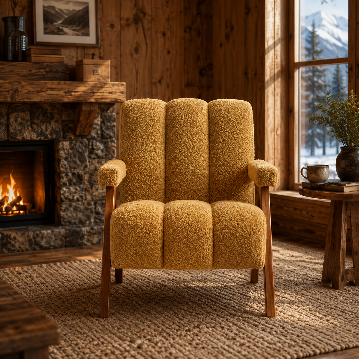 Fauteuil Design En Bois Bouclé