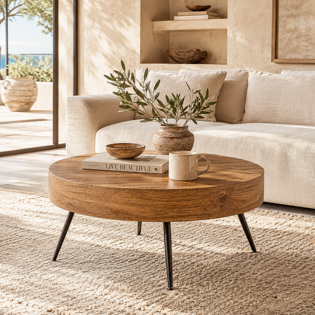 Table Basse Ronde En Bois Minimaliste 70 cm