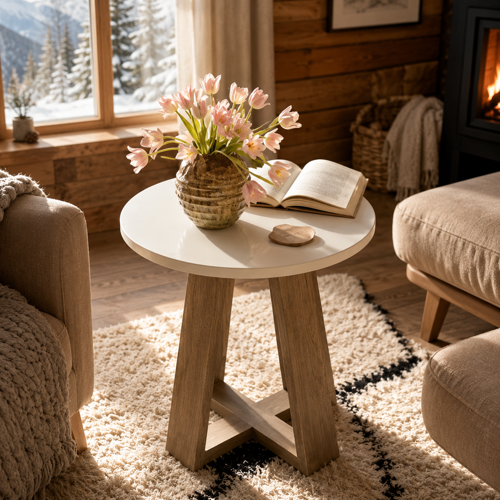 Table De Chevet En Bois Alba Ronde