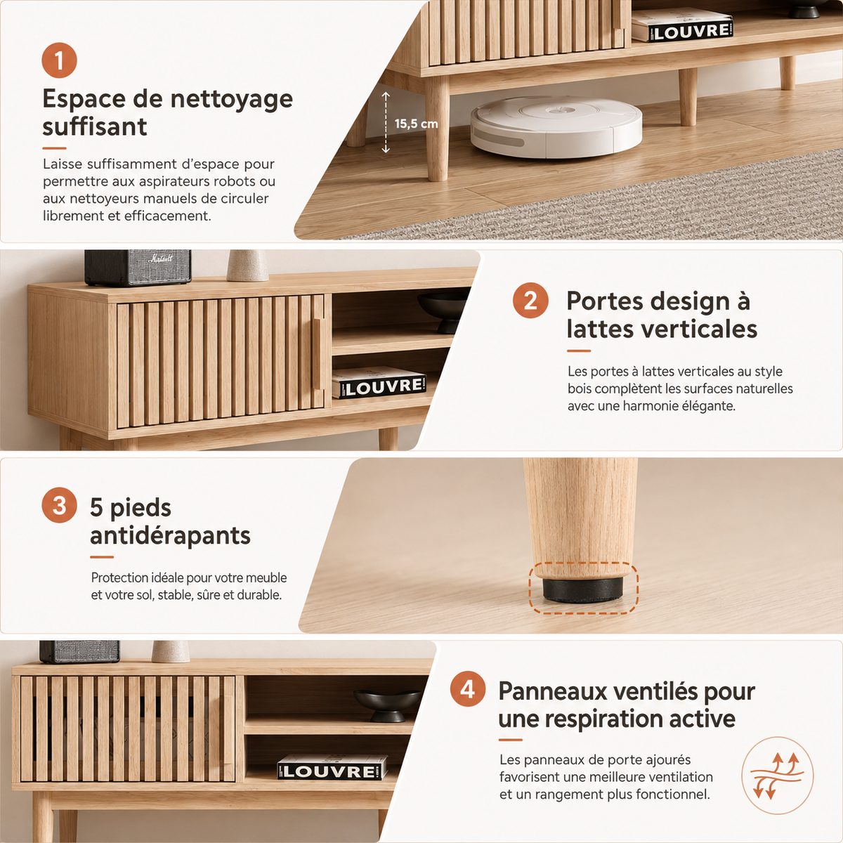 Meuble TV En Bois Clair Oslo