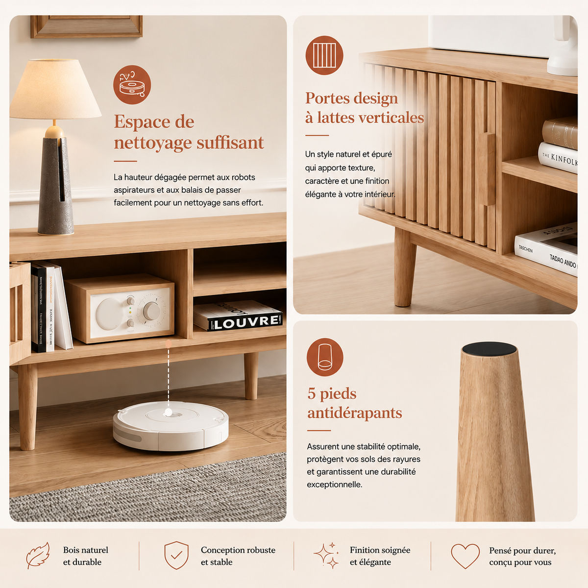 Meuble TV En Bois Clair Oslo
