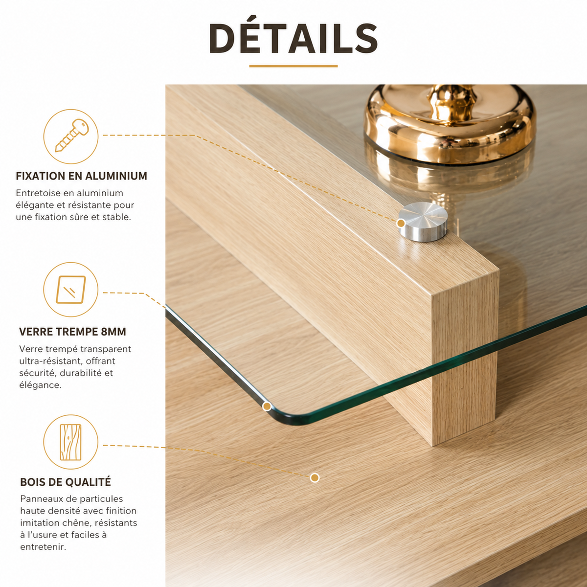 Table Basse En Verre Et Bois Élégance