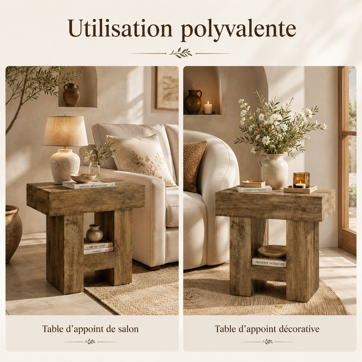 Table De Chevet En Bois Farmhouse Rustique