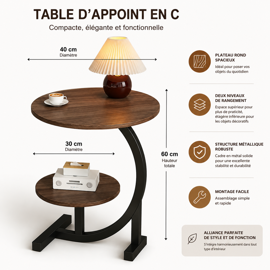 Table De Chevet En Bois Duo Ronde