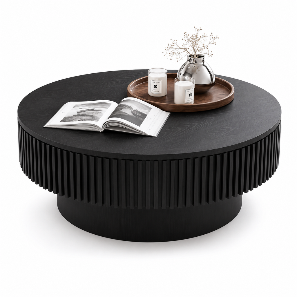 Table Basse Ronde En Bois Tambour 75 cm