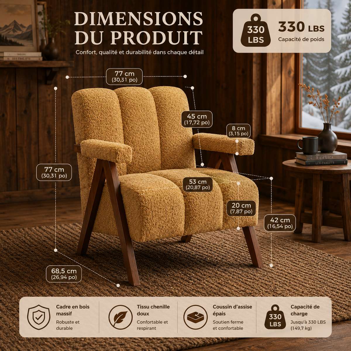 Fauteuil Design En Bois Bouclé