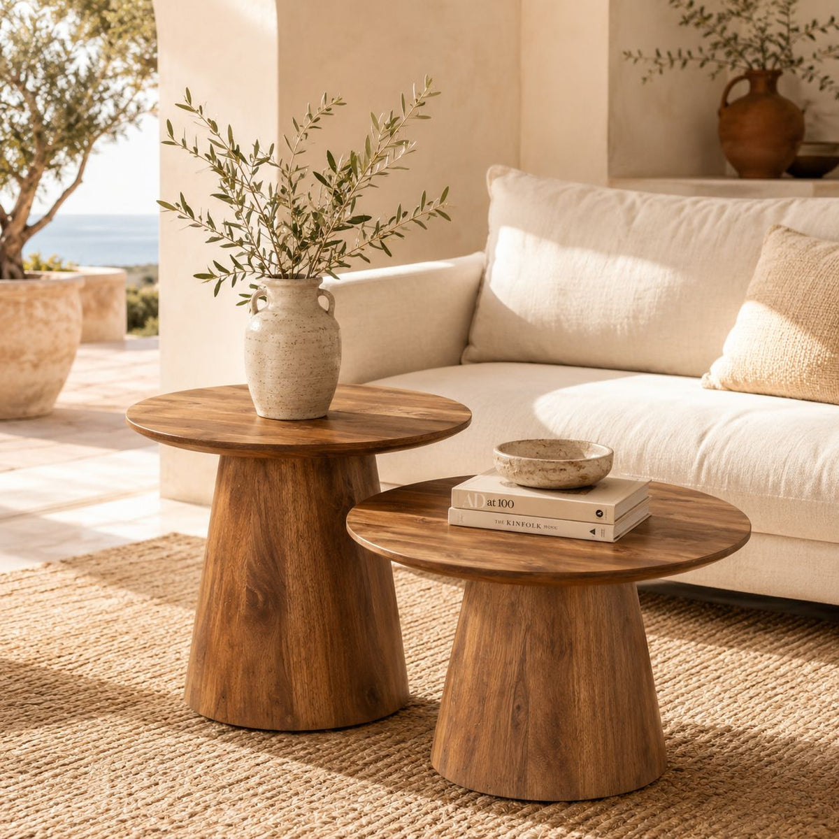 Tables Basses Rondes En Bois Duo Natura
