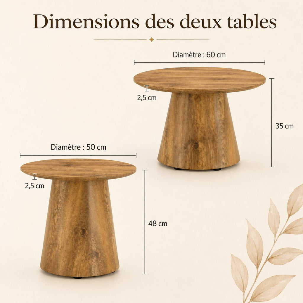 Tables Basses Rondes En Bois Duo Natura
