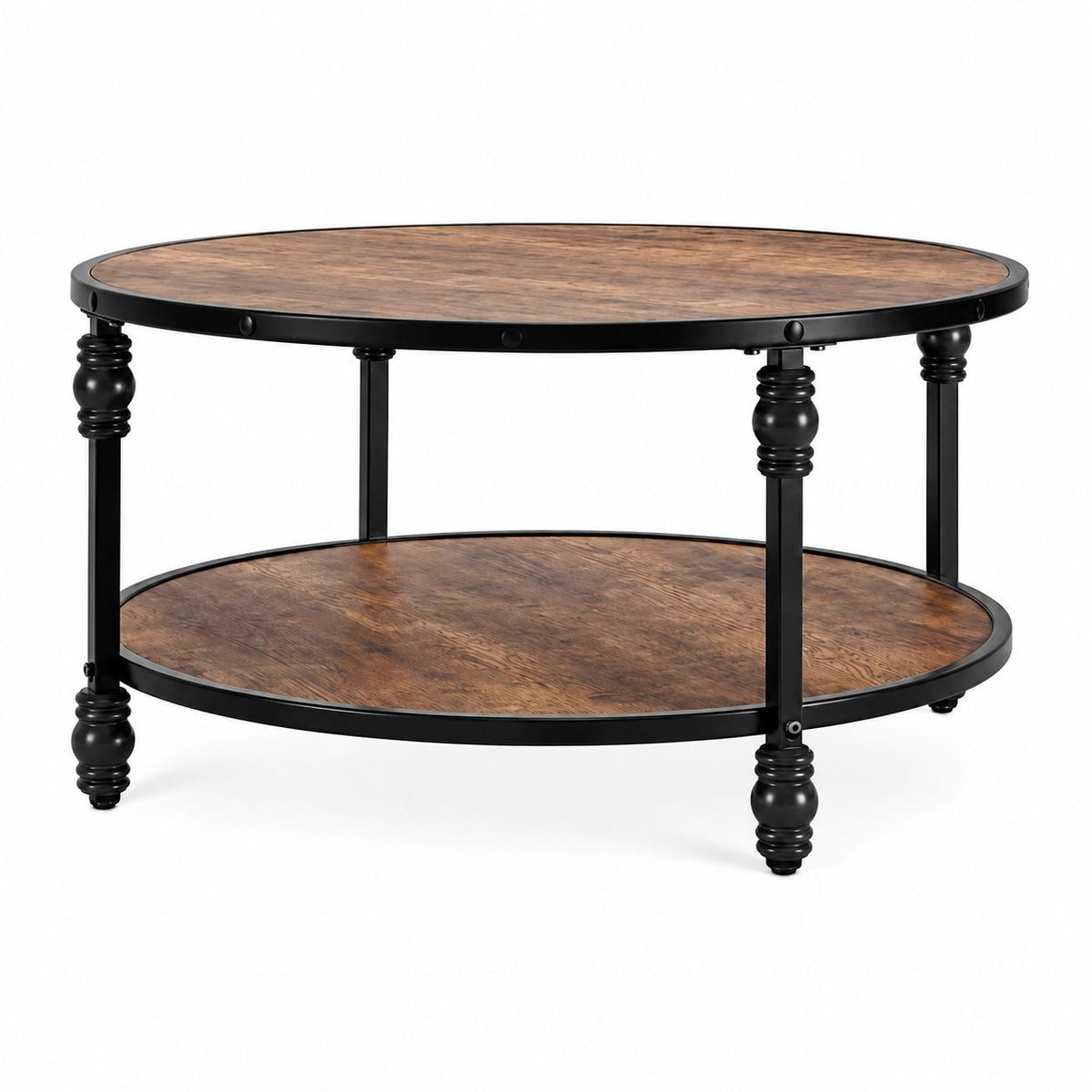 Table Basse Ronde En Bois Et Métal Héritage