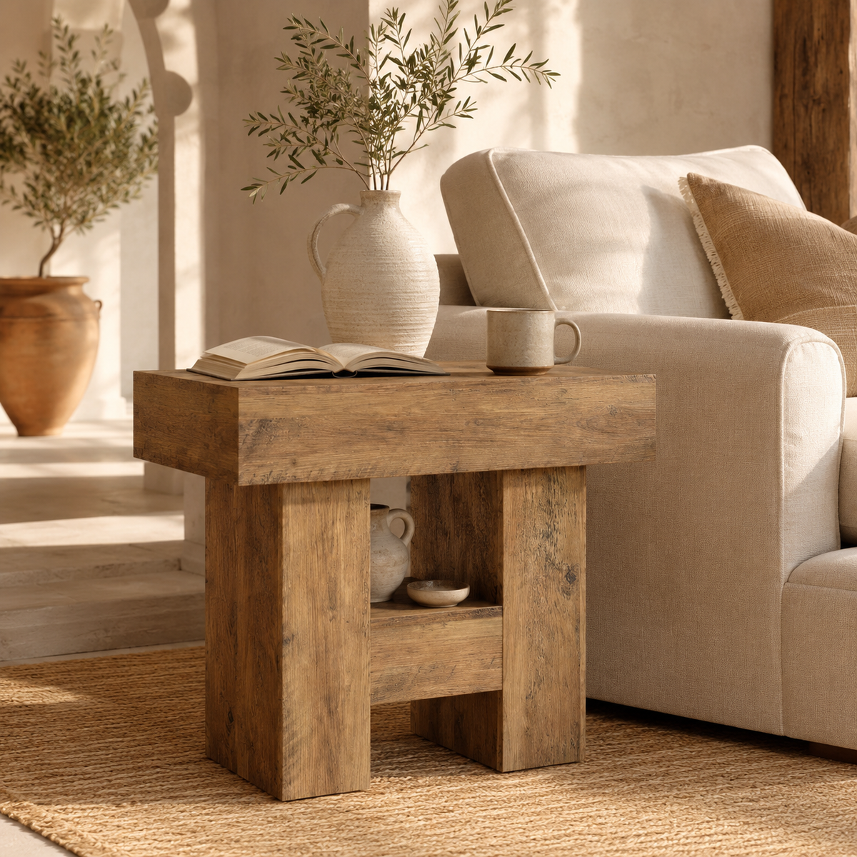 Table De Chevet En Bois Farmhouse Rustique