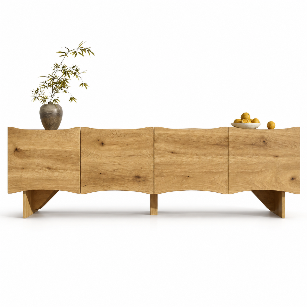 Meuble TV En Bois Clair Onda 155 cm