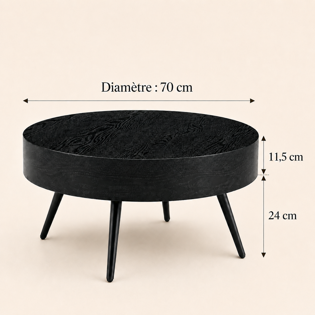 Table Basse Ronde En Bois Minimaliste 70 cm