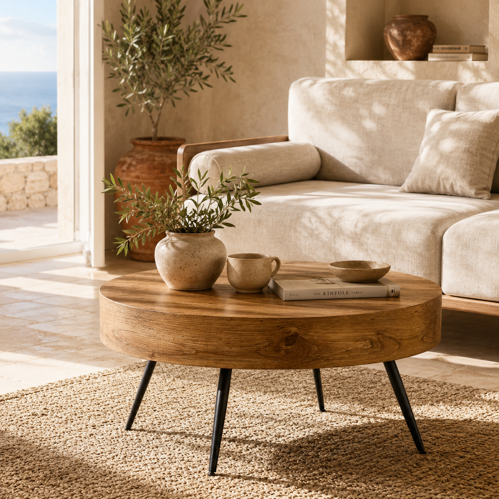 Table Basse Ronde En Bois Minimaliste 70 cm