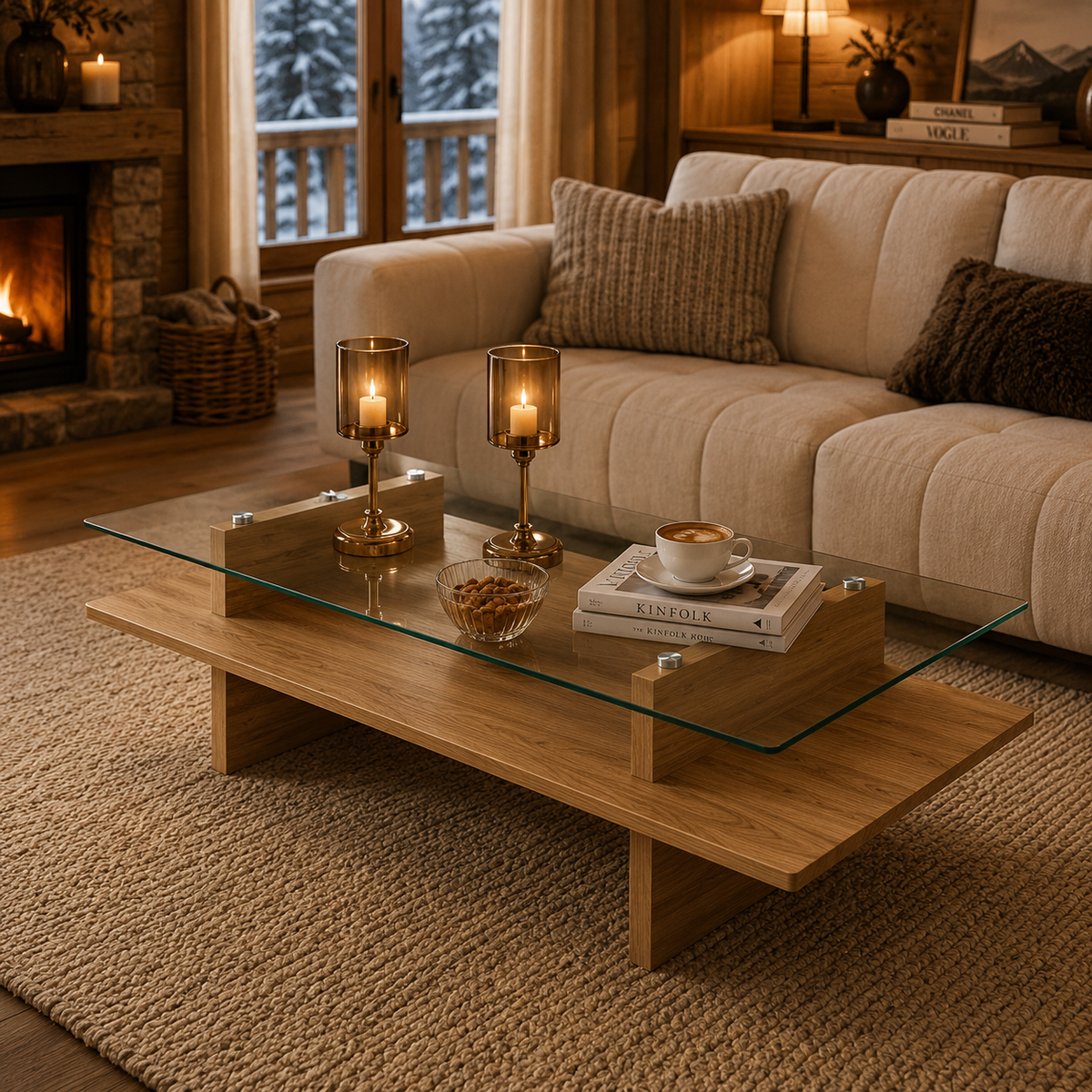 Table Basse En Verre Et Bois Élégance