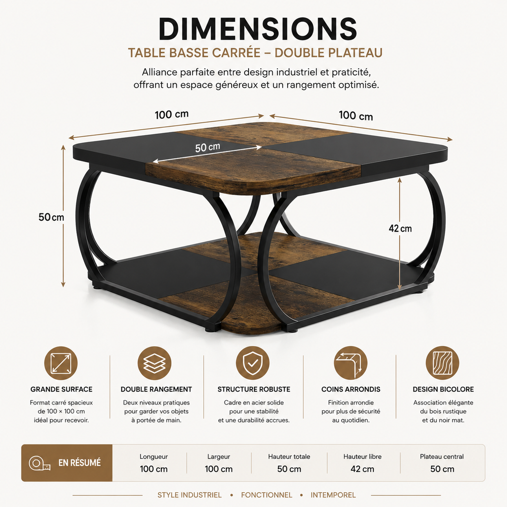 Table Basse En Bois Et Métal Atelier