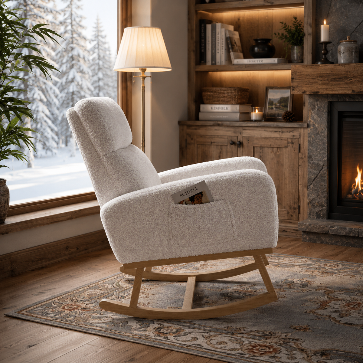 Fauteuil à Bascule En Bois Teddy Blanc