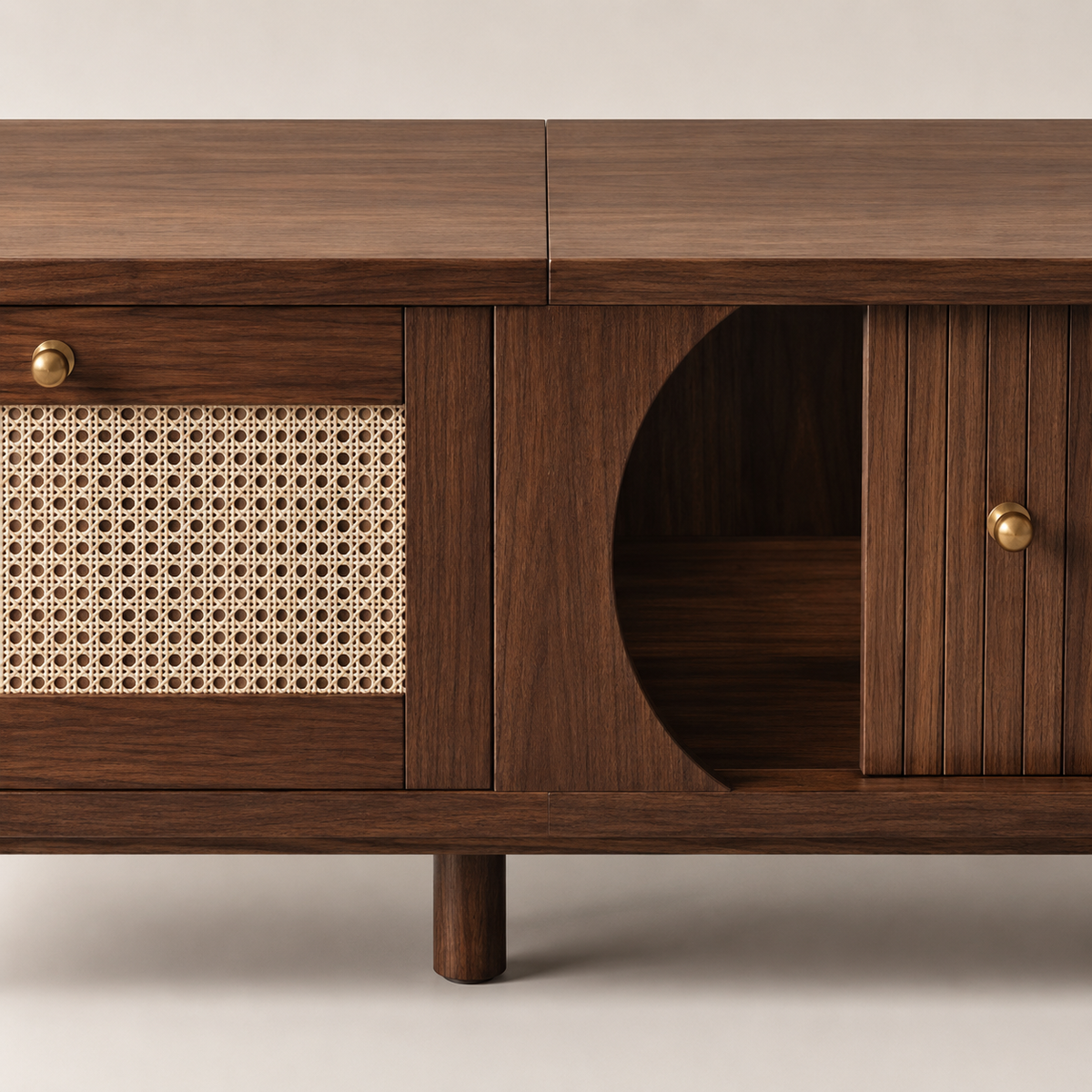 Meuble TV En Bois Vintage Cannage Country
