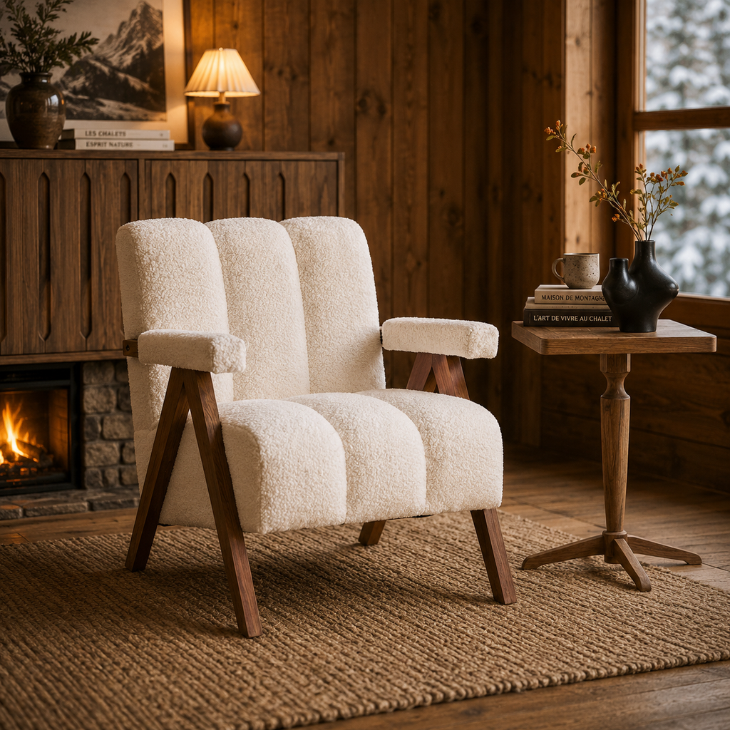 Fauteuil Design En Bois Bouclé