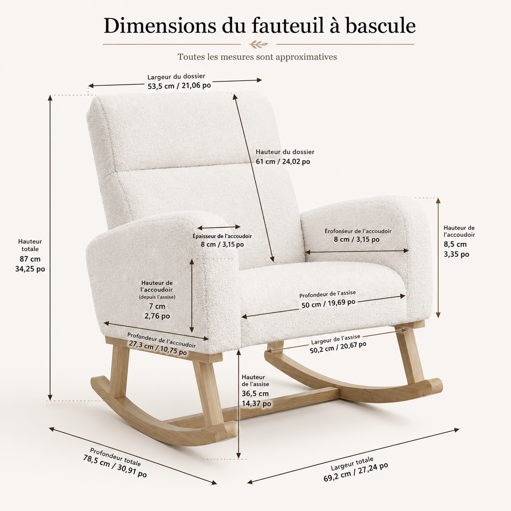 Fauteuil à Bascule En Bois Teddy Blanc