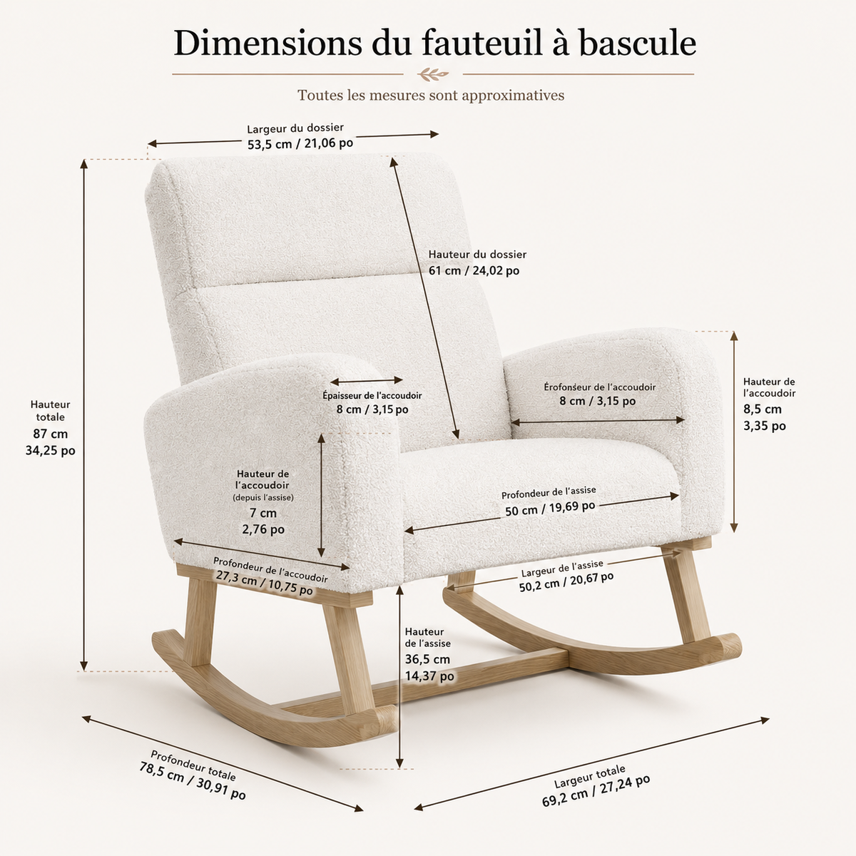Fauteuil à Bascule En Bois Teddy Blanc