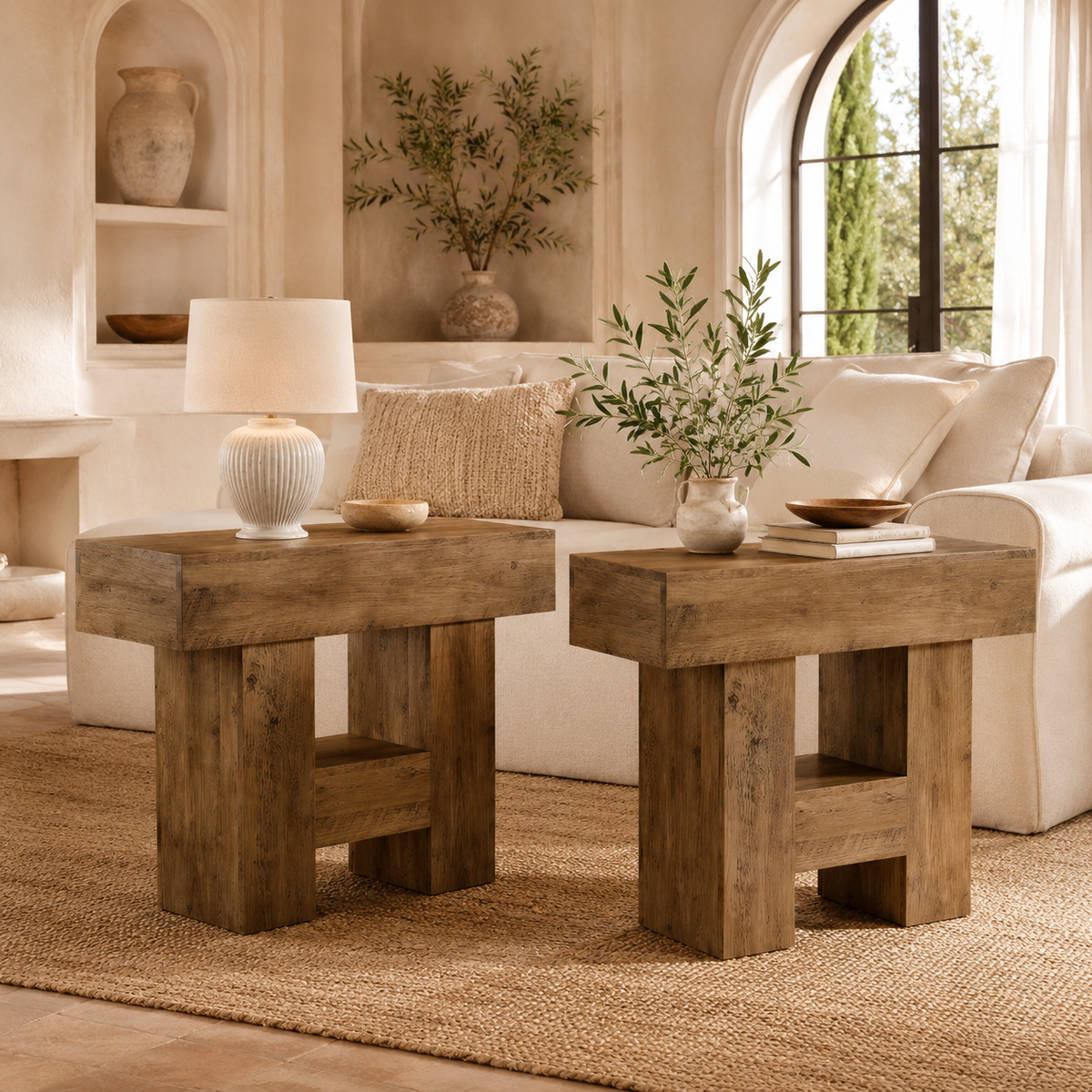 Table De Chevet En Bois Farmhouse Rustique